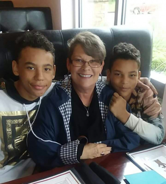 Judy with grandsons, Donovan and Vincent 