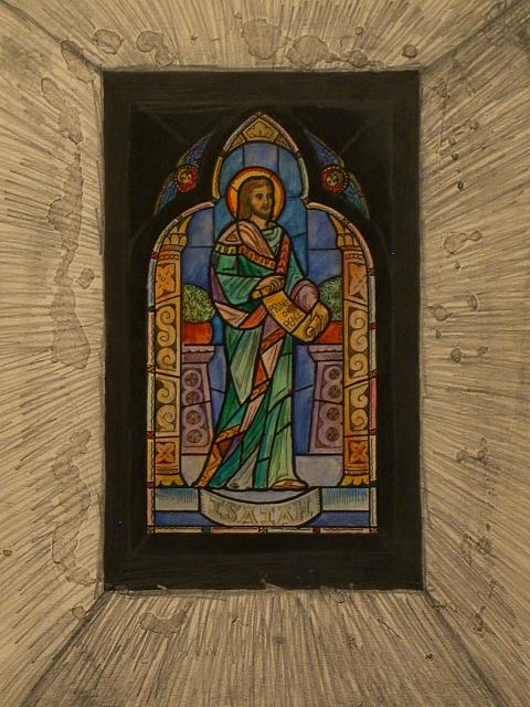 [Design drawing for stained glass window with Isaiah]