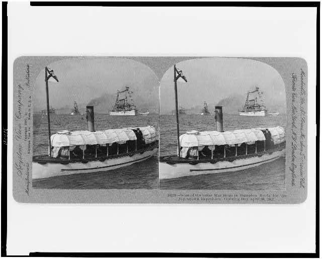 Some of the great war ships in Hampton Roads for the...