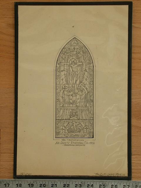[Design drawing for stained glass window for All Saints...