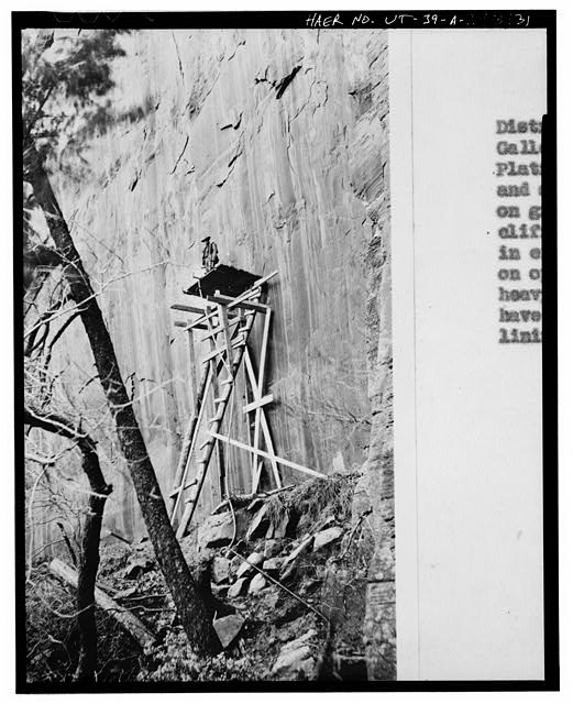 31. PREPARING TO BORE GALLERY FROM EXTERIOR FACE OF CLIFF...