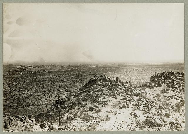 Insurrectos outpost. In distance El Paso and Juarez...