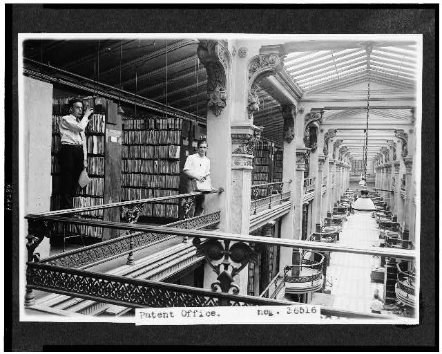 [Stacks of documents in Patent Office, Washington, D.C.]