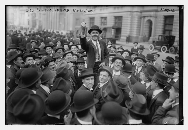 Geo. Philibiss speaking to crowd (French Syndicalist)