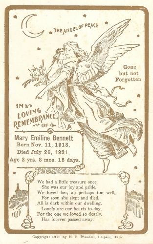 Mary Emiline Memorial Card