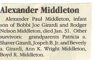 Alex Middleton Death Notice