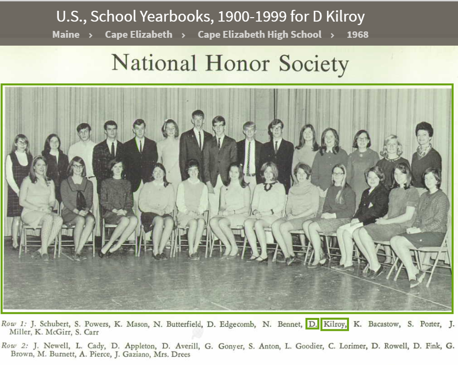 Deborah Jane Kilroy--U.S., School Yearbooks, 1900-1999(1968) National Honor Society 1
