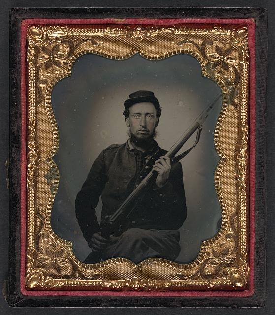 [Unidentified soldier in Union uniform with bayoneted...