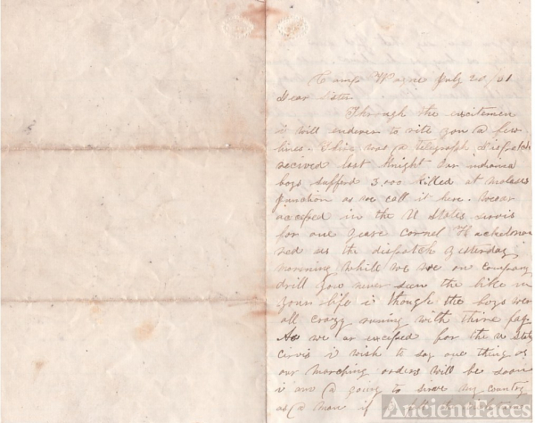 Civil War Letter Page 1