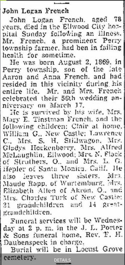 John Logan French Obituary