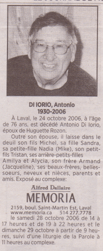 Tony Di Iorio Obituary
