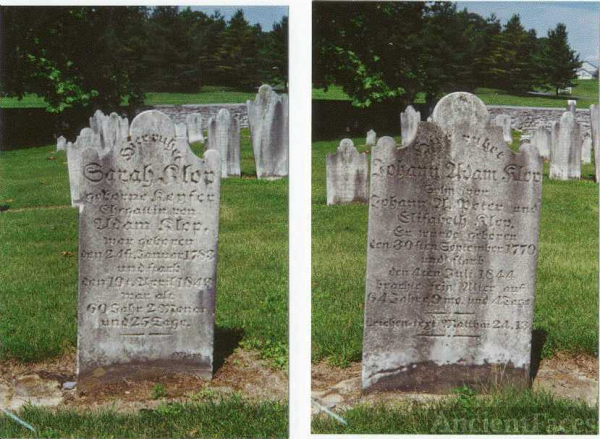 John Adam & Sarah Klopp's Headstones