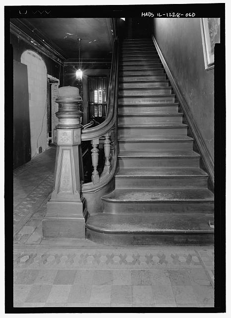 Second floor, stairway, newel post and stairway from...