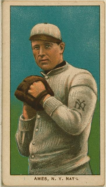[Red Ames, New York Giants, baseball card portrait]