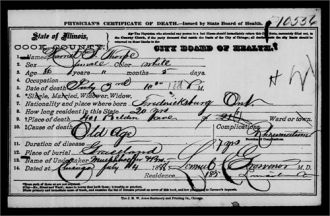 Harriet Seymour death certificate