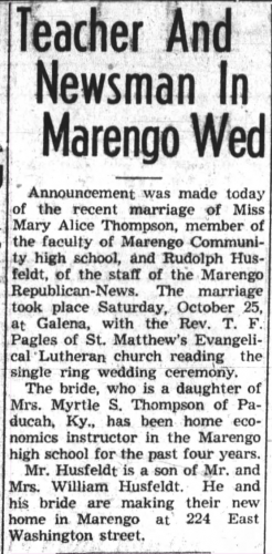 Teacher and Newsman in Marengo Wed