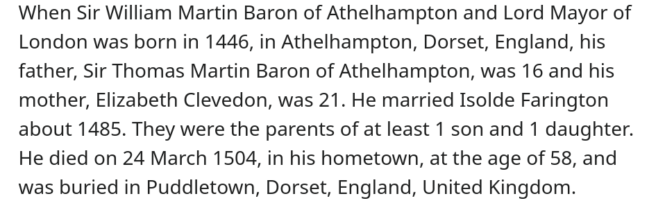 Sir William Martin, Baron of Athelhampton