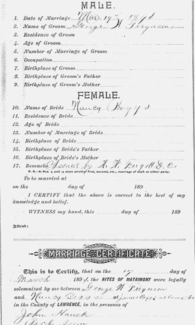 Boggs & Ferguson Marriage Certificate