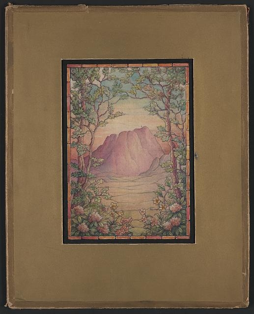 [Design drawing for stained glass window in...