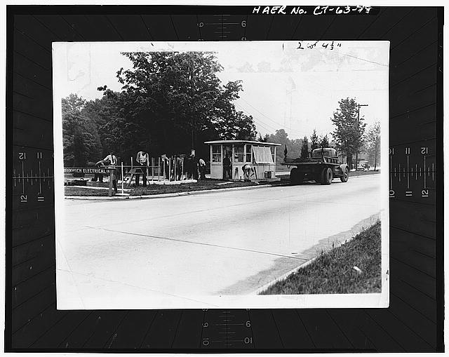 79. HISTORIC PHOTOGRAPH, MERRITT PARKWAY, TEMPORARY TOLL...