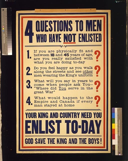 4 questions to men who have not enlisted. ... Enlist to-day