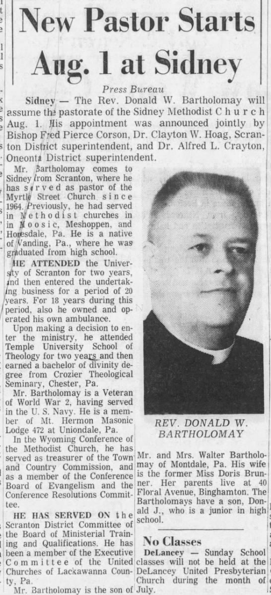 Rev. Donald W. Bartholomay