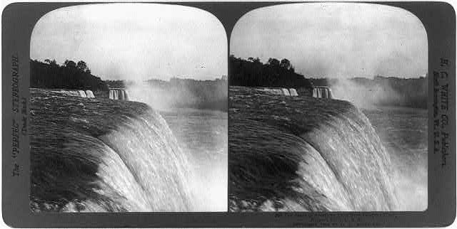 The brink of American Falls from Prospect Point, Niagara...
