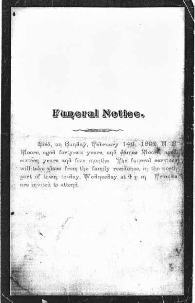 Noah B. Moore Funeral Notice