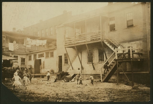 Cottage Street hovels down by the river in Easthampton,...