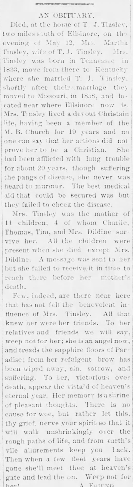Martha A. Bowman Tinsley