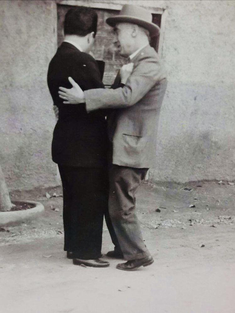Aldo J Tartaglini with his father-in-law getting ready to come to the United States - 1951.