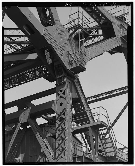 19. view from below deck showing Pier 2, deck stringers,...