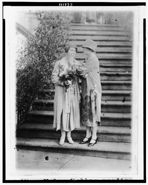 [Helen Keller reading Mrs. Calvin Coolidge's lips, with...