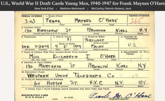 Francis Maynes O'Hare--U.S., World War II Draft Cards Young Men, 1940-1947 (16 oct 1940)