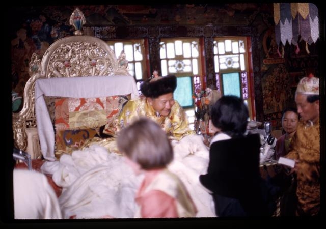 [King Palden Thondup Namgyal accepting scarves, including...