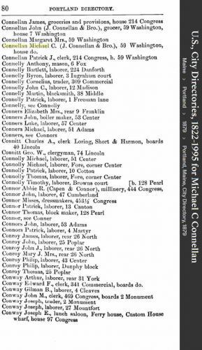 Michael Charles Connellan--U.S., City Directories, 1822-1995(1879)