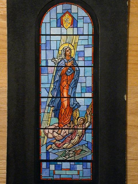[Design drawing for stained glass Sherman Family window...