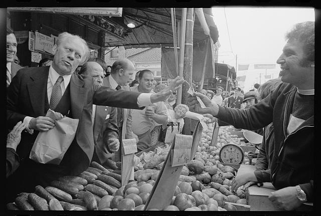 [President Gerald Ford at a farmers' market in...