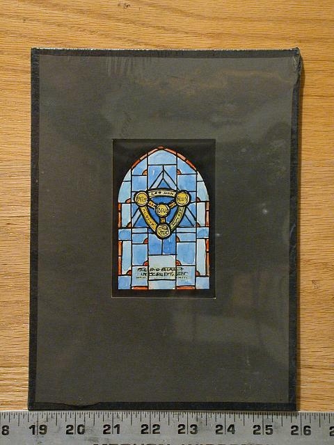 [Design drawing for stained glass Holy Trinity memorial...