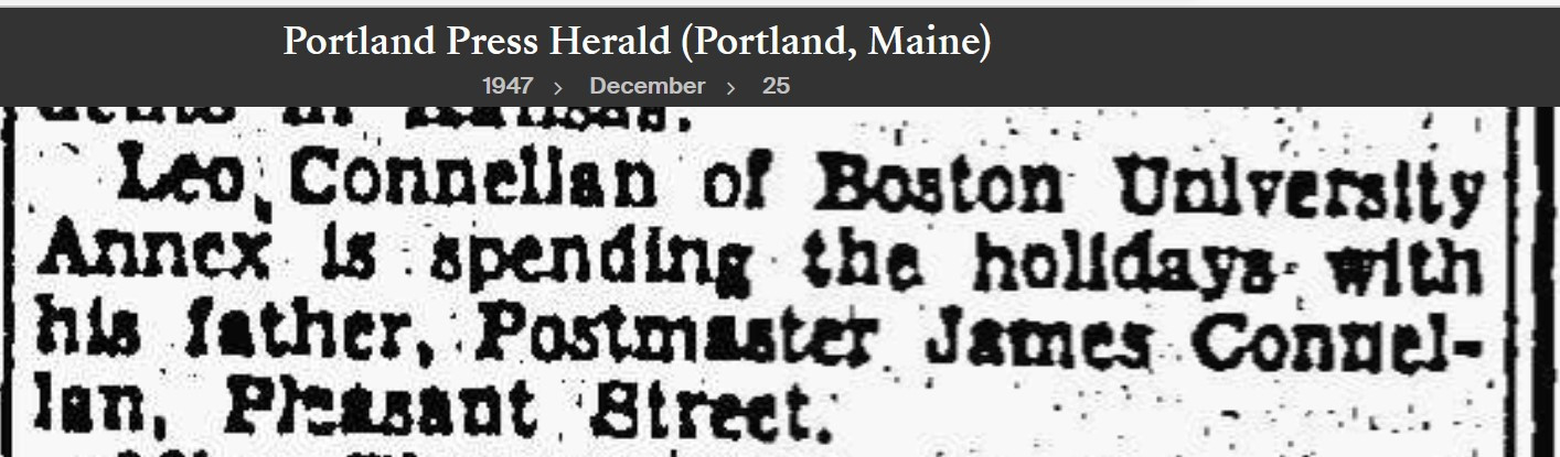 Leo Richard Connellan--Portland Press Herald(Portland, Maine)(25 Dec 1947)