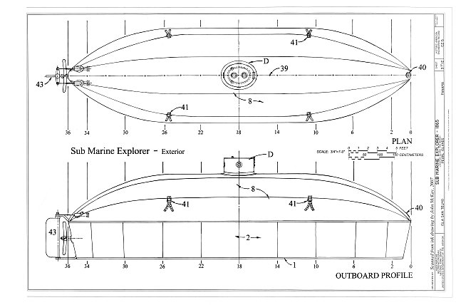 Exterior Plan, Outboard Profile - Sub Marine Explorer,...