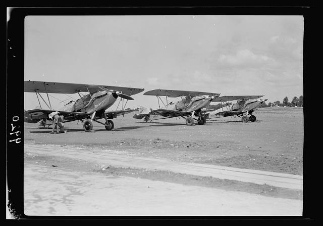 R.A.F. activities. Stand by planes on Ramleh Aerodrome