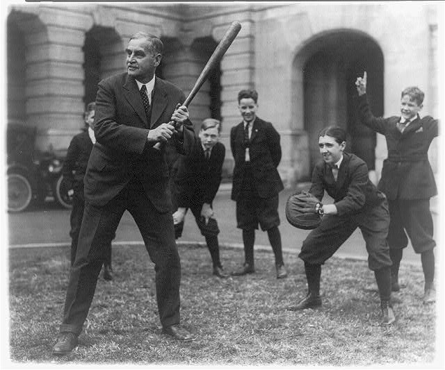 Senator George W. Pepper of Pa. at the bat - enjoying a...