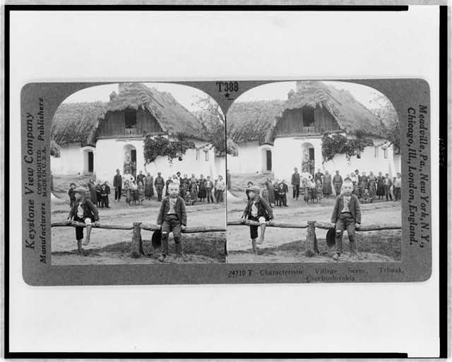Characteristic village scene, Trlinak, Czechoslovakia