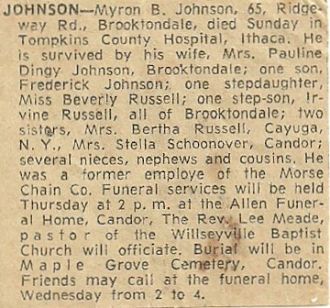 Myron Barber Johnson Obituary