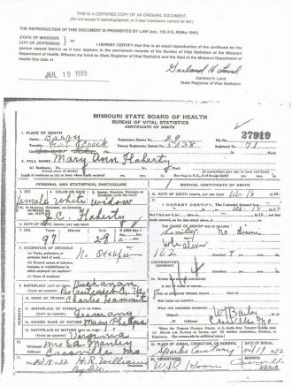 Flaherty Death Certificate