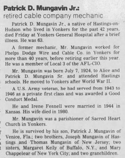 Patrick Denis Mungavin Obituary 