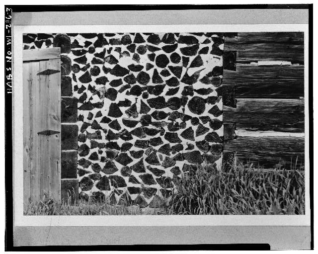 3. EXTERIOR, STOVEWOOD WALL - Wood Block Masonry Barn,...