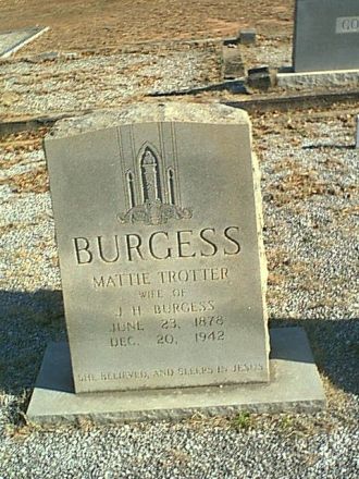 Mattie Trotter Burgess Gravestone, South Carolina