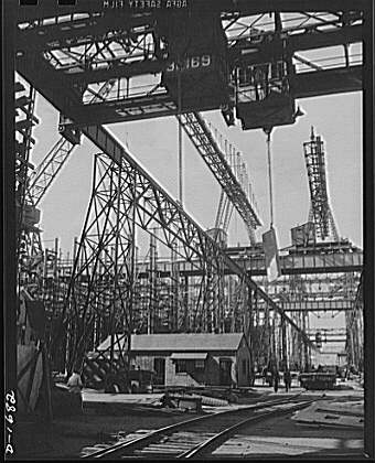 Shipbuilding (Newport News). Thousands of tons of lumber...